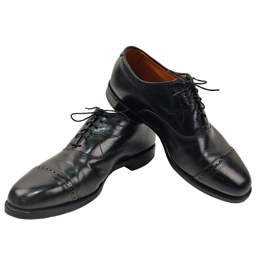 Allen Edmunds Byron Mens Black Cap Toe Dress Shoes Size 10 EEE Wide Width